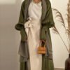 🌿 VelvetAir Summer Soft Abaya – Lightweight Spliced Modestwear in Military Green - Image 2