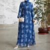 Graceful Islamic Clothing Women – Pleated Long Dress with Leaf Motif - Image 7
