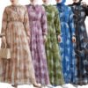 Graceful Islamic Clothing Women – Pleated Long Dress with Leaf Motif 14 Islamic Clothing Women