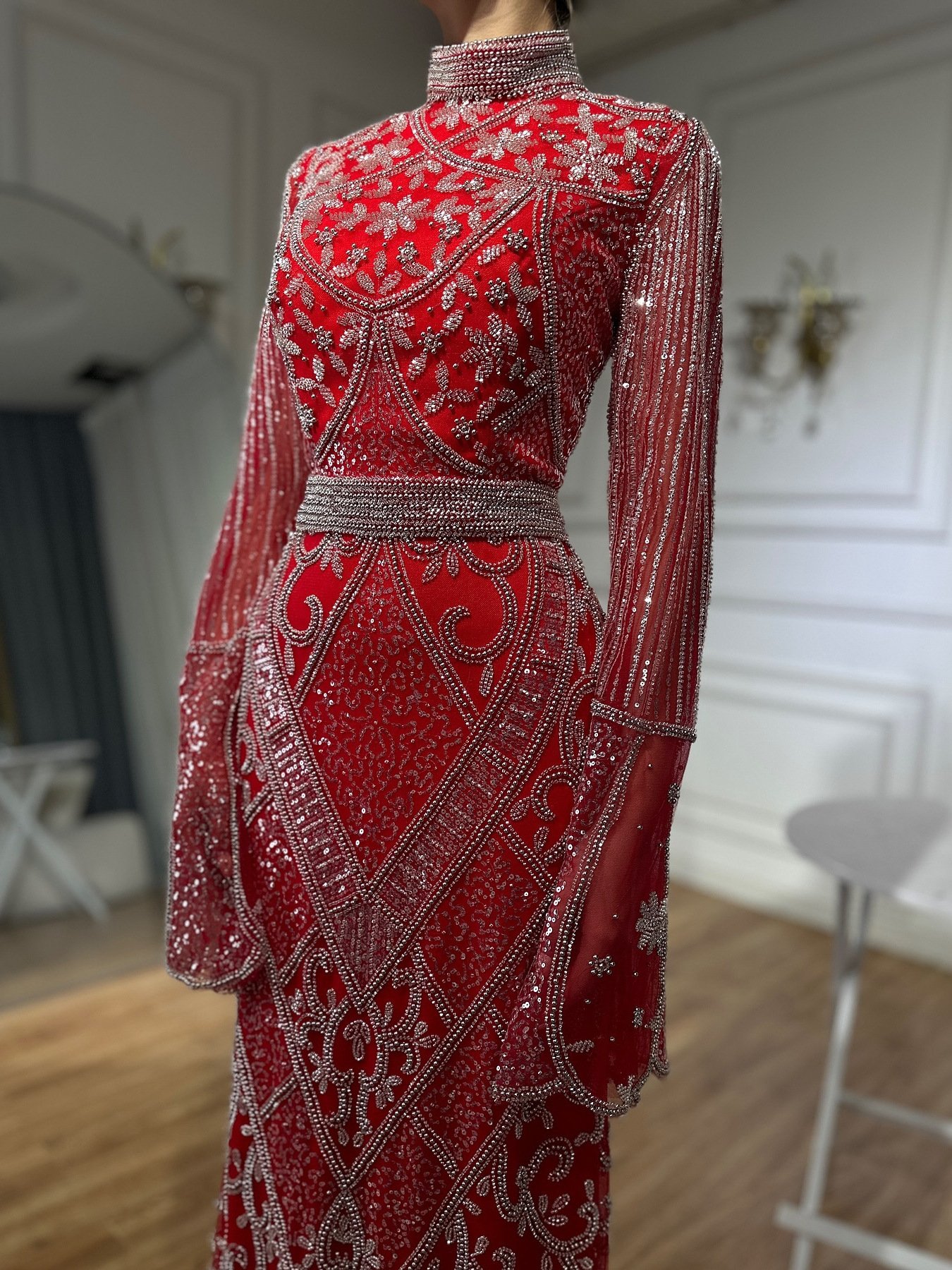 Glamorous Wedding Dress for Muslim Bride – Beaded Elegance for Unforgettable Moments 8 7