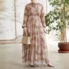 Graceful Islamic Clothing Women – Pleated Long Dress with Leaf Motif - Image 10