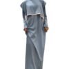 Stunning Dress FA – Lace-Up Long Skirt in Elegant Solid Blue - Image 5