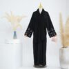 🖤 Majestic Flow Open Abaaya – Black Swing-Cut Long Sleeve Abaya with Matching Headscarf - Image 5