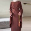🌟 SereneFit Comfort Women Dresses – Light Brown Pullover Maxi with Mid Waist Elegance - Image 3