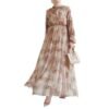 Graceful Islamic Clothing Women – Pleated Long Dress with Leaf Motif - Image 2