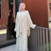 Radiant Dress Fashion – Floral Long Dress with Batwing Sleeves Two-piece Set - Image 4