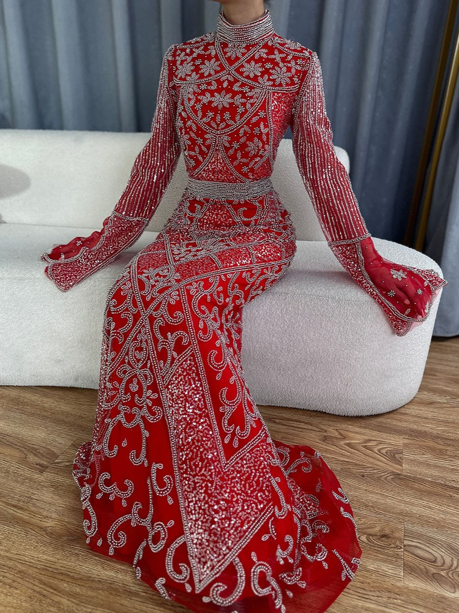 Glamorous Wedding Dress for Muslim Bride – Beaded Elegance for Unforgettable Moments 7 6