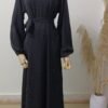 Captivating Closed Dress – Puff Sleeve Design with Hot Drilling Accents - Image 8