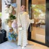Radiant Dress Fashion – Floral Long Dress with Batwing Sleeves Two-piece Set - Image 3