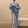 Stunning Dress FA – Lace-Up Long Skirt in Elegant Solid Blue - Image 7