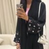 🖤 Majestic Flow Open Abaaya – Black Swing-Cut Long Sleeve Abaya with Matching Headscarf - Image 3