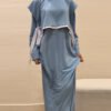 Stunning Dress FA – Lace-Up Long Skirt in Elegant Solid Blue - Image 4