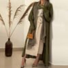 🌿 VelvetAir Summer Soft Abaya – Lightweight Spliced Modestwear in Military Green - Image 6