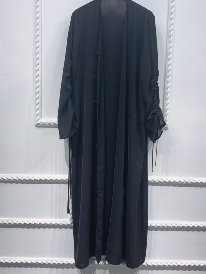 Alternative view of 💎 Velvet Majesty Velvet Abaya – Elegant Trumpet Sleeve Swing Dress in Luxurious Shades