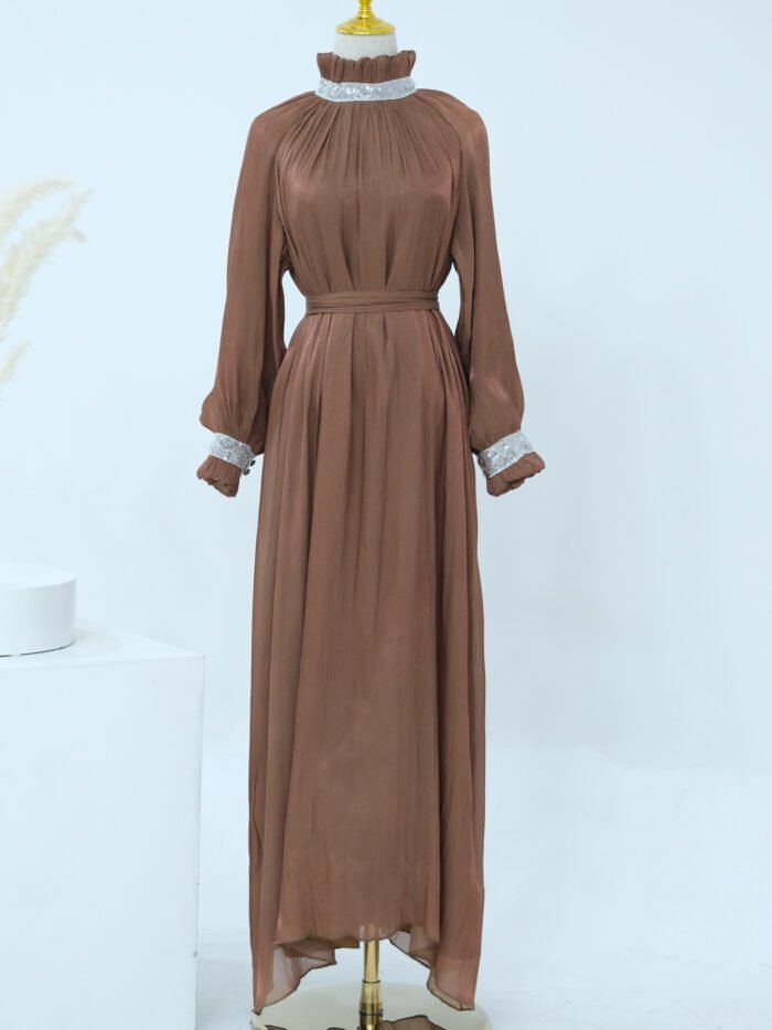 Alternative view of Exquisite Satin Closed Abaya – Dubai-Inspired Elegance in Solid Colors