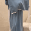 Stunning Dress FA – Lace-Up Long Skirt in Elegant Solid Blue - Image 2
