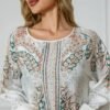 🌸 Floral Grace Long Sleeve Abaya Dress – Exaggerated Lace & Flower Print in Micro-Elastic Comfort - Image 3