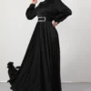 ✨ Radiance Long Sleeve Satin Dress – Modest Kobe Satin Elegance - Image 5
