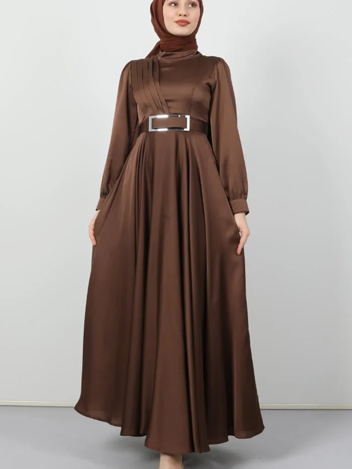 ✨ LuxeLine Full-Length Modest Gown – Premium Kobe Satin Elegance
