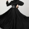 ✨ Radiance Long Sleeve Satin Dress – Modest Kobe Satin Elegance - Image 4