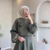 ✨ PowerForm Skirt Suit Two-piece Set – Embossed Lantern Sleeve Modestwear - Image 6