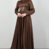 ✨ LuxeLine Full-Length Modest Gown – Premium Kobe Satin Elegance - Image 3