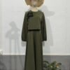 ✨ PowerForm Skirt Suit Two-piece Set – Embossed Lantern Sleeve Modestwear - Image 3