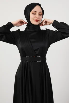 long sleeve satin dress