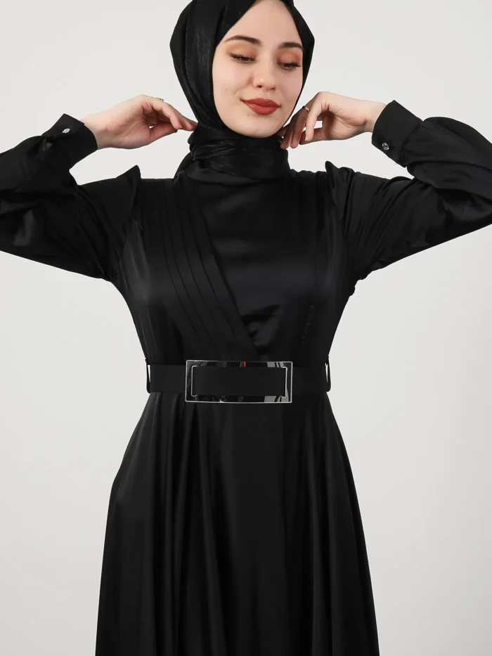 long sleeve satin dress