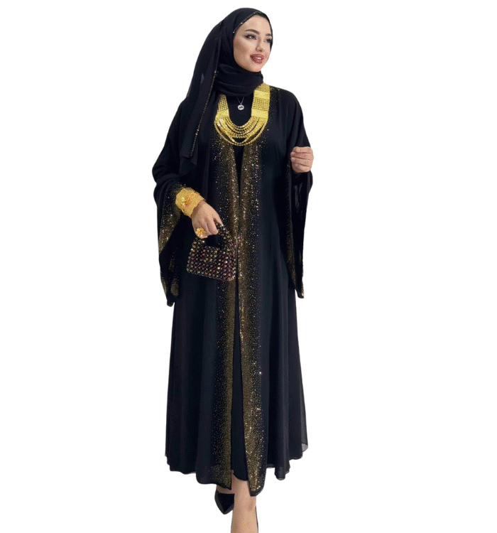 Black Abaya with Gold