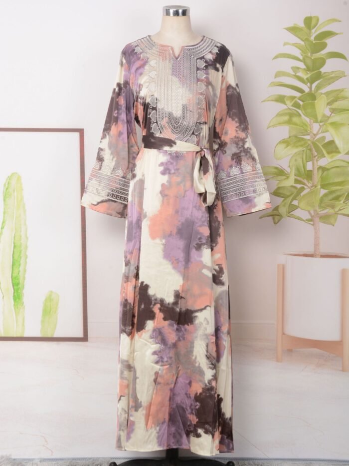 Alternative view of 💎 Imperial Touch Luxurious Abaya – Printed Elegance in Vibrant Statement Colors