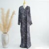 ✨ VogueAura Abaya Luxury – Bold Graphic Print Long Abaya with Matching Bandana - Image 5