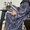 ✨ VogueAura Abaya Luxury – Bold Graphic Print Long Abaya with Matching Bandana - Image 2