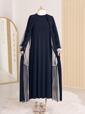 5 صيحات مذهلة للعباءات في دبي: دليل الأناقة المثالي 3 incili ikili abaya takim laci 2efe