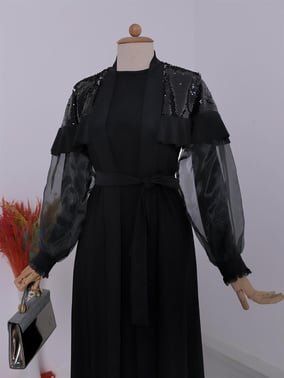 ¿Qué es la ropa Abaya? 5 poderosas ideas sobre este símbolo intemporal de la moda modesta 3 omuzlari pul payet kolu tul ikili abaya 60f0 3