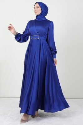 ✨ Radiance Long Sleeve Satin Dress – Modest Kobe Satin Elegance 76 onu pileli tesettur abiye gece mavi a06 4d