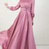 ✨ Radiance Long Sleeve Satin Dress – Modest Kobe Satin Elegance - Image 9