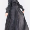 Luxurious Traditional Turkish Dress – Front Button Detailed Gathered Sleeve Evening Dress - Image 9