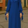 Evening Satin Dresses, Captivating Flour Collar Blue Dress - Image 5