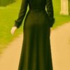 Striking Satin Evening Dresses , Tasseled Sleeve Pencil Gown - Image 6