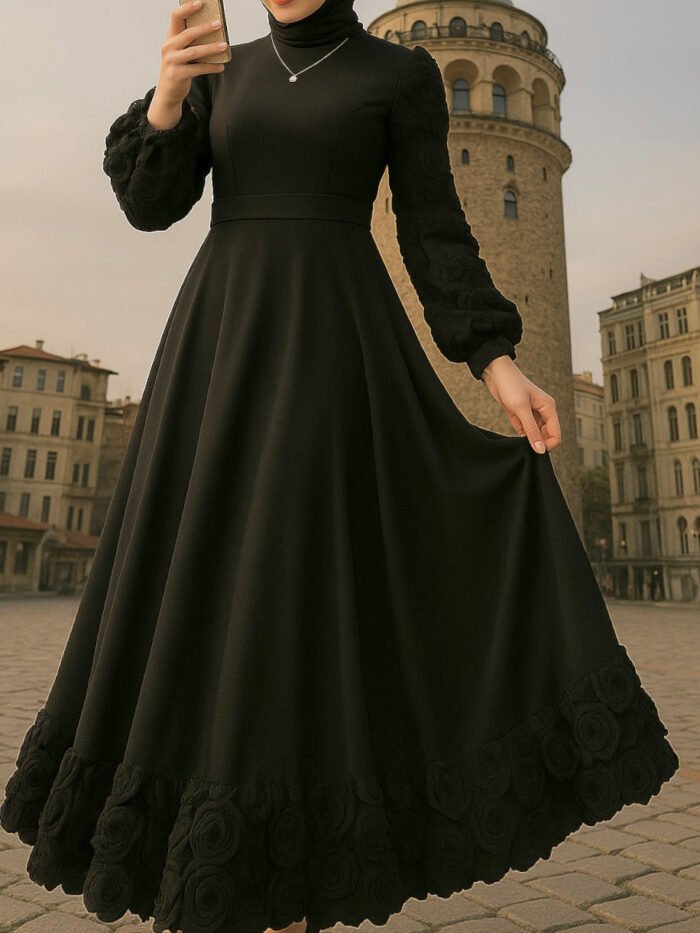 Alternative view of Rose Embroidered Satin Dress – Turkish Party Dresses