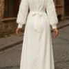 Striking Rose Sleeve Satin Dress – Embroidered Evening Dresses - Image 3