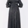 Luxurious Traditional Turkish Dress – Front Button Detailed Gathered Sleeve Evening Dress - Image 10