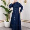 Chic Turkish Dresses Online UK – Pleated Denim Pocket Dress - Image 4