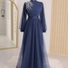 Stunning Turkish Wedding Dress – Elegant Tulle Evening Gown with Stone Detail & Belted Waist - Image 12