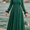 Luxurious Islamic Wedding Bride Gown,Pearl Embroidered Modest Dress - Image 5
