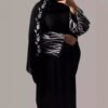 Stunning Hot Abaya – Elegant Black with Golden & White Floral Embroidery & 3D Detail - Image 6