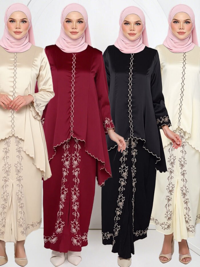 Malay Clothing French Wrinkle Embroidery Embroidery Bell Sleeve Suit