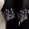 Stunning Hot Abaya – Elegant Black with Golden & White Floral Embroidery & 3D Detail - Image 5