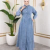 Chic Turkish Dresses Online UK – Pleated Denim Pocket Dress - Image 3